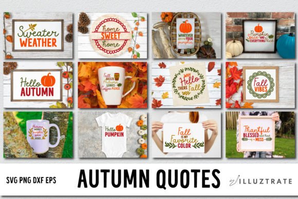 Autumn Quote Bundle Fall Quote SVG: Graphics for Crafts & Local Branding