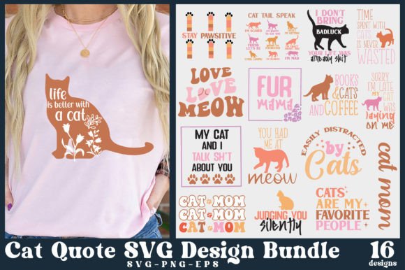 Cat Quote SVG Design Bundle for Crafts & Graphics